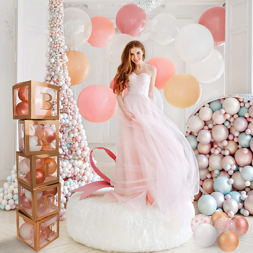 Thumbnail: Bridal Shower Decorations Balloon Boxes Rose Gold- 70pcs BRIDE TO BE + GROOM