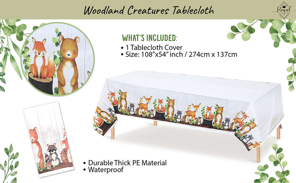 Thumbnail: Woodland Creatures Theme Baby Shower Decorations Boy and Girl - Tablecloth,