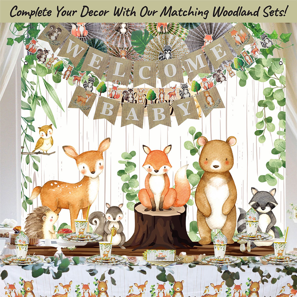 Thumbnail: Woodland Creatures Theme Baby Shower Decorations Boy and Girl - Tablecloth,