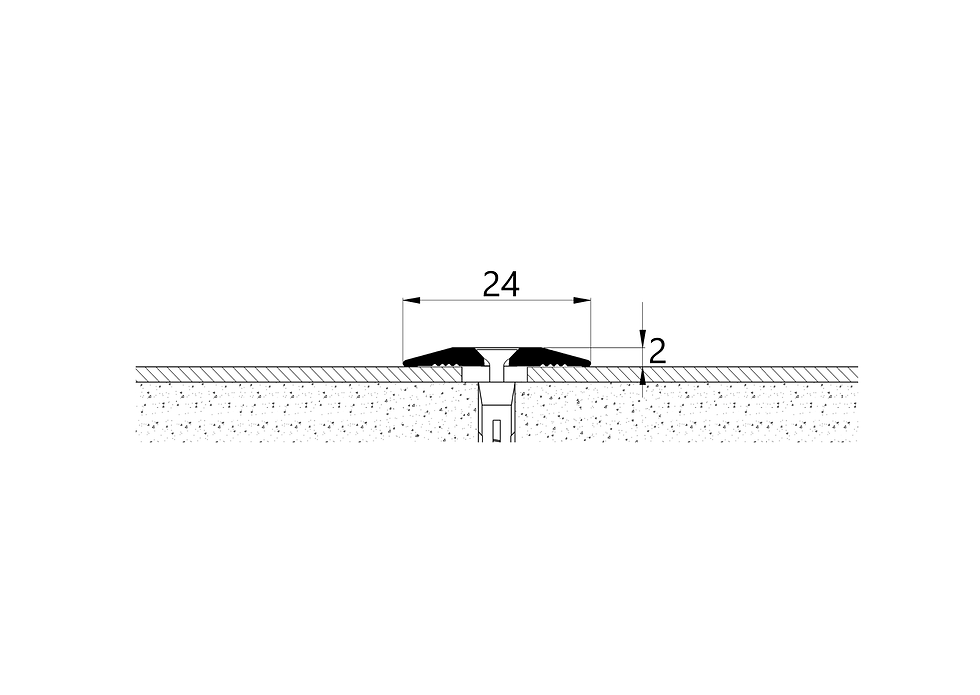 schmales Übergangsprofil / 24 mm / gebohrt / zum Schrauben