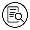 An icon of a document with a magnifying glass representing administrative review and reconsideration requests.