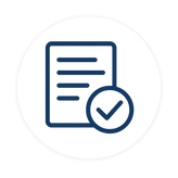 A blue circular icon showing a document with a tick mark, representing general UK immigration applications.