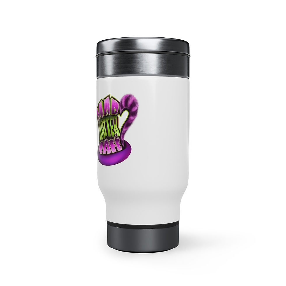 Thumbnail: Mad Hatter Stainless Steel Travel Mug with Handle, 14oz