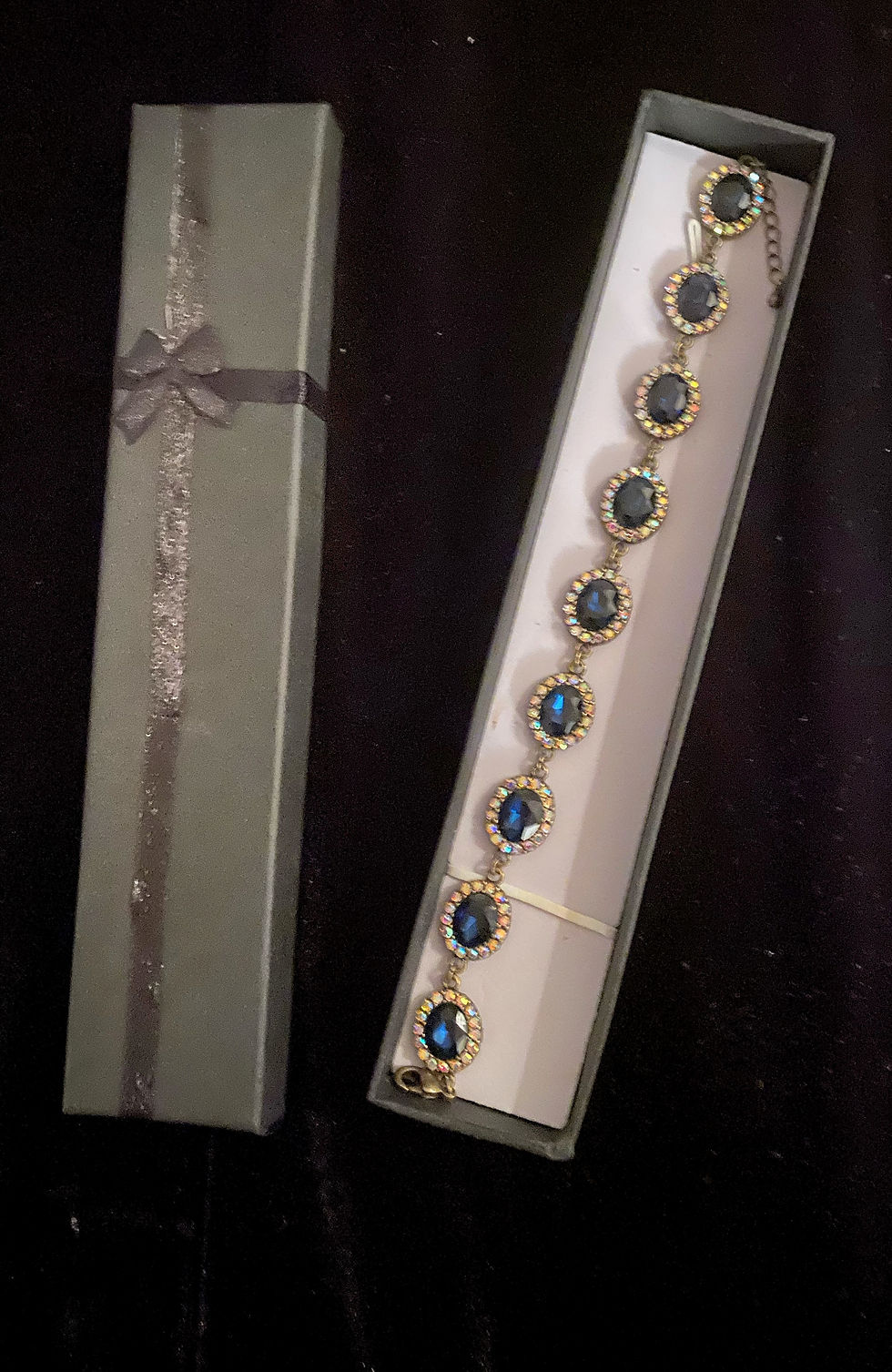 Thumbnail: Blue Oval Rhinestone Bracelet