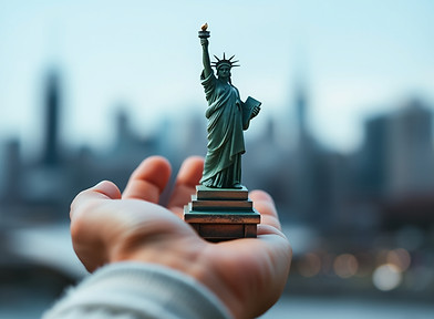 a hand with a minature statute of liberty in it.jpg