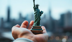 a hand with a minature statute of liberty in it.jpg