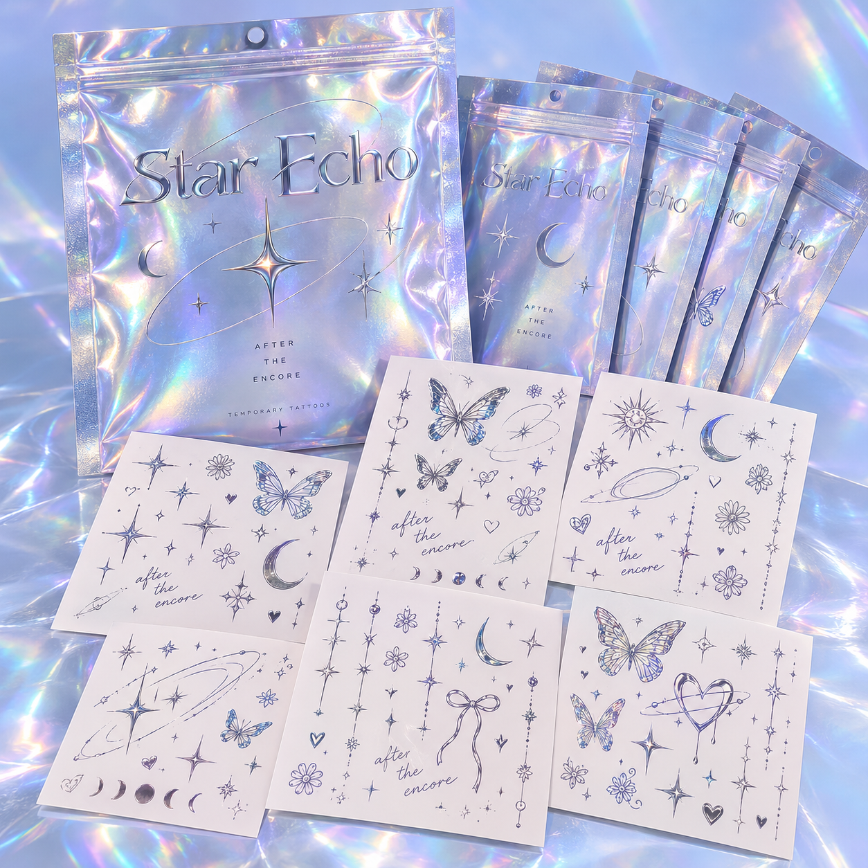 CREW temporary tattoo packaging concept for 10 people