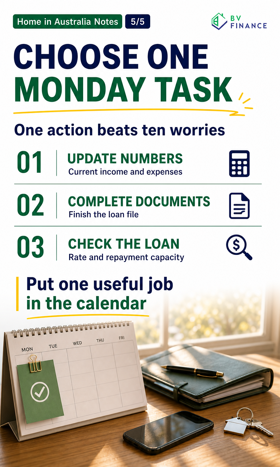 Do not chase bills on Monday. Set four numbers on Sunday: practical next step