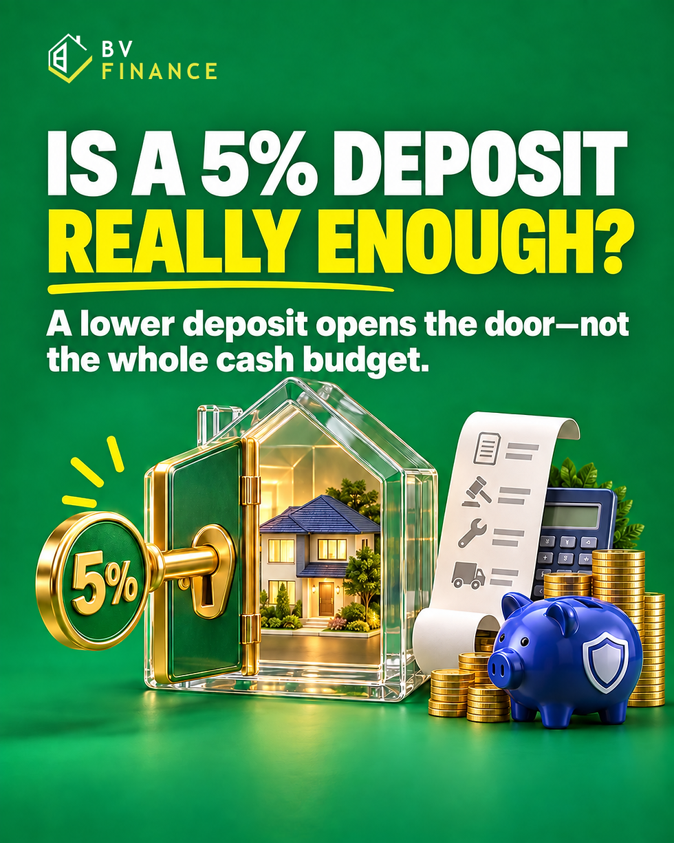 BV Finance cover asking whether a 5 percent deposit is enough to buy a home