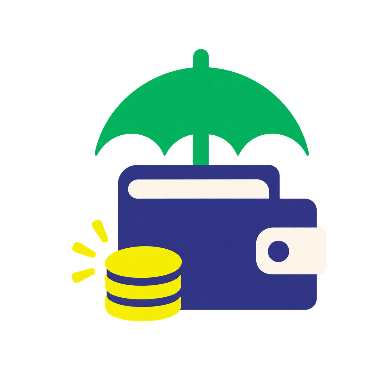 Wallet, coins and an umbrella representing business cash-flow planning