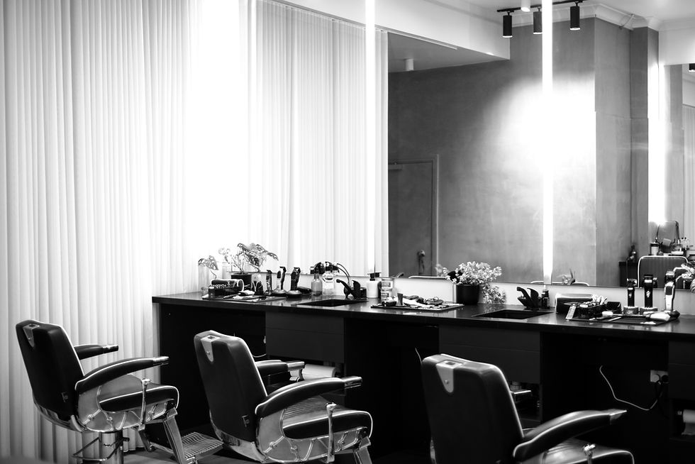Mirrors and barber chairs in the Ikigai Barbers interior