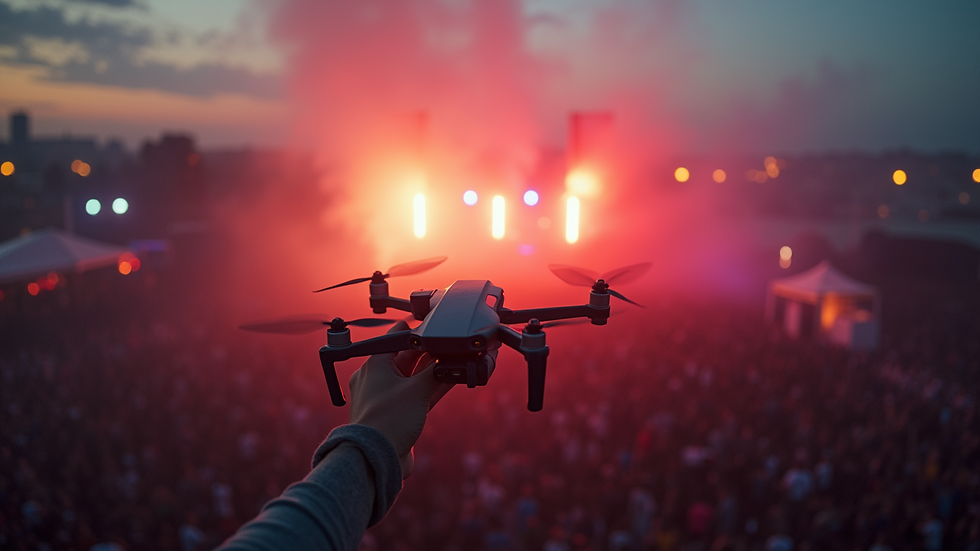 High angle view of drone filming a festival in Belfast