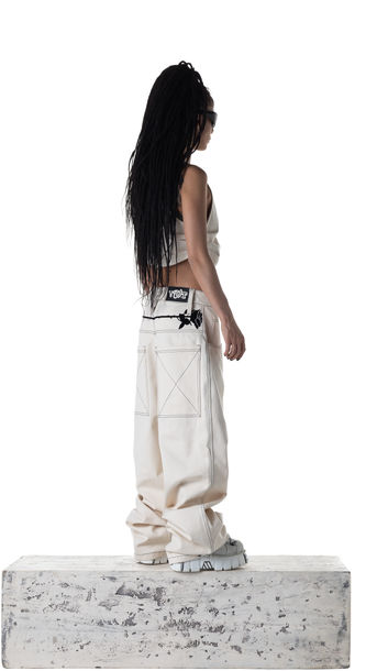 Baggy Roses Beige Jeans  VIDIN WAS TAKEN