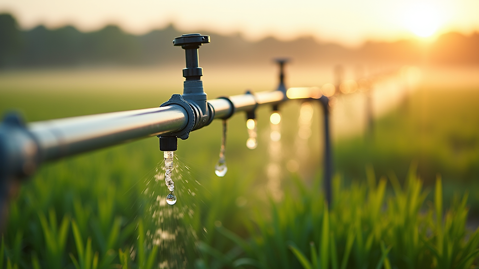 Eye-level view of a modern drip irrigation system in a field