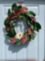 Thumbnail: Lush Green Leaf Magnolia and White Sunflower  Wreath