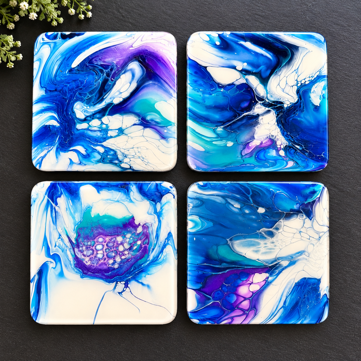 Ocean Galaxy Resin Coaster Set