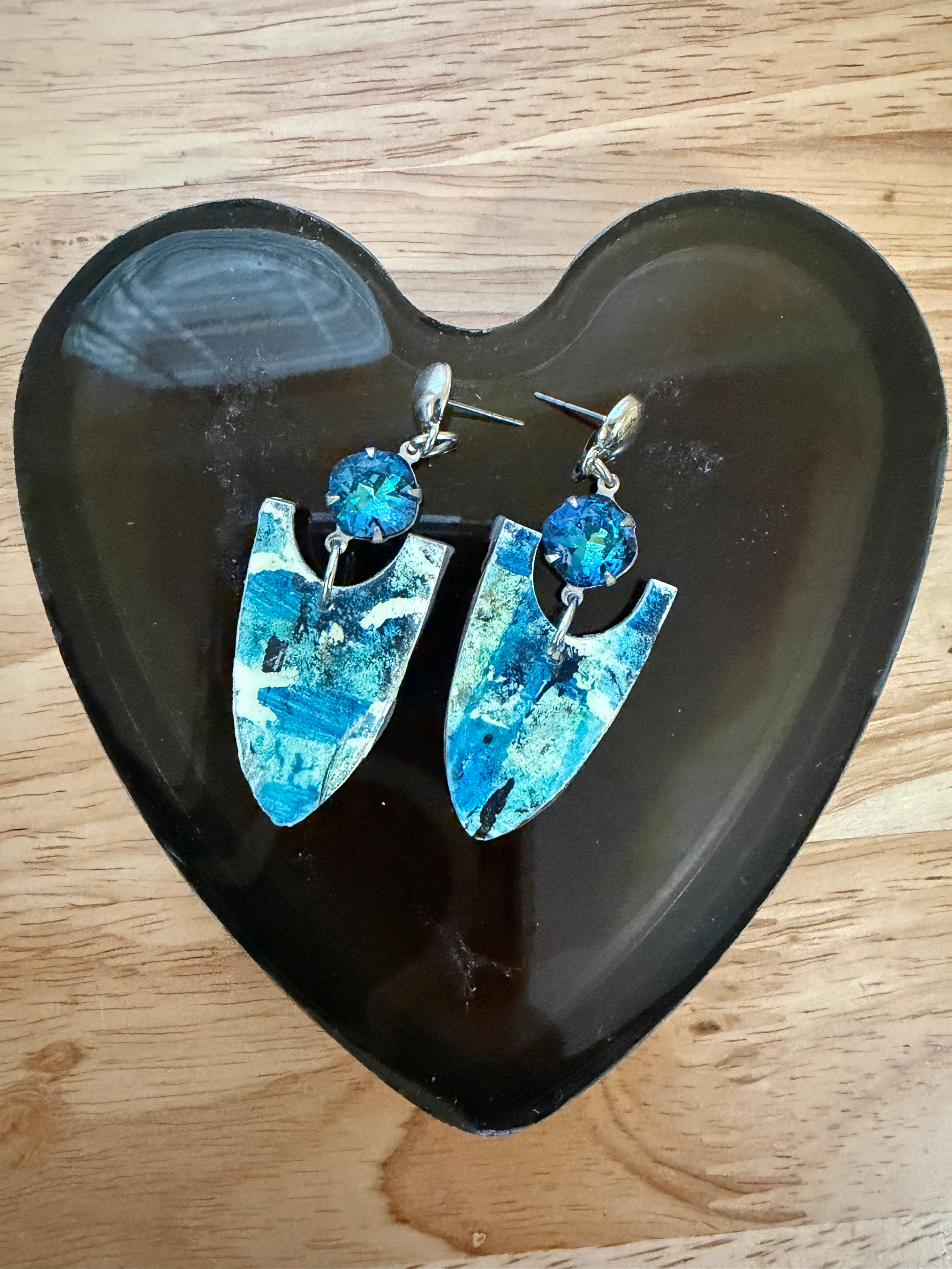 Blue Polymer Clay Statement Earrings