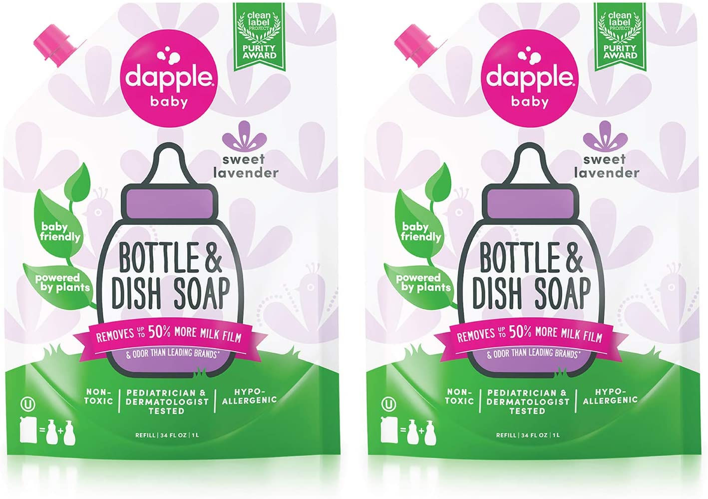 Dapple jabón pachas y  utensilios lavanda refill  1000ml
