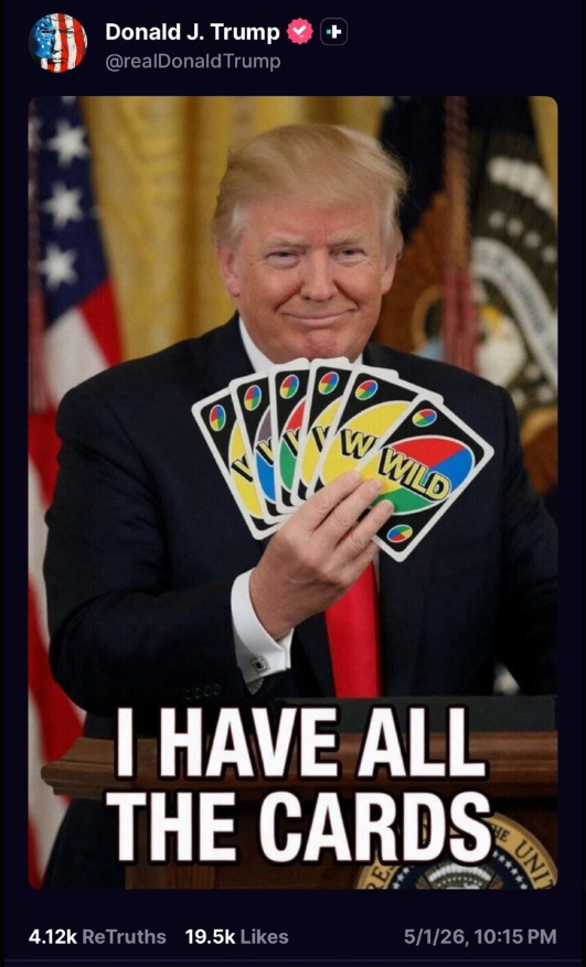 5/3/2026 - War on Fraud / DOJ Actions! Trump holding Wild Cards post! Much more...