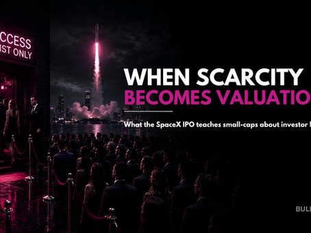 Banner image showing a crowded VIP line outside an exclusive IPO event with a rocket launch in the background, illustrating scarcity, investor psychology, valuation, and the SpaceX IPO.