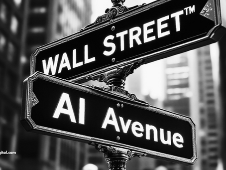 Finance meets code at the corner of Wall Street and AI Avenue.