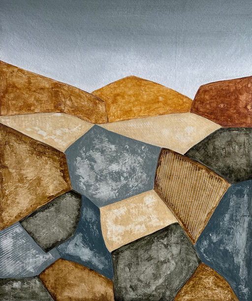 peinture acrylique figurative et abstraite s'inspirant de paysages fictifs