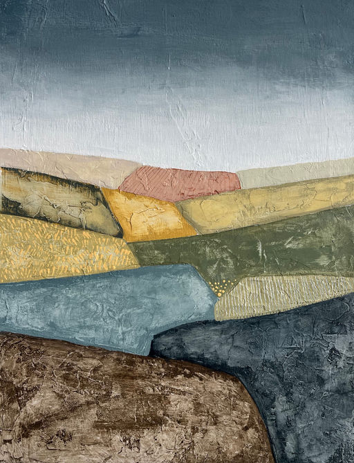 peinture acrylique figurative et abstraite s'inspirant de paysages fictifs