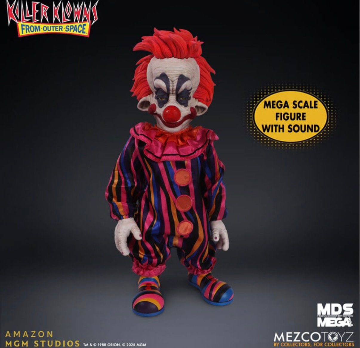 Mezco Toyz Killer Klowns from Outer Space Rudy MDS Mega Scale 15-inch collectible figure with sound effects