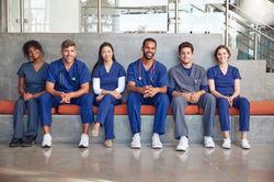 Healthcare workers sitting in a modern h