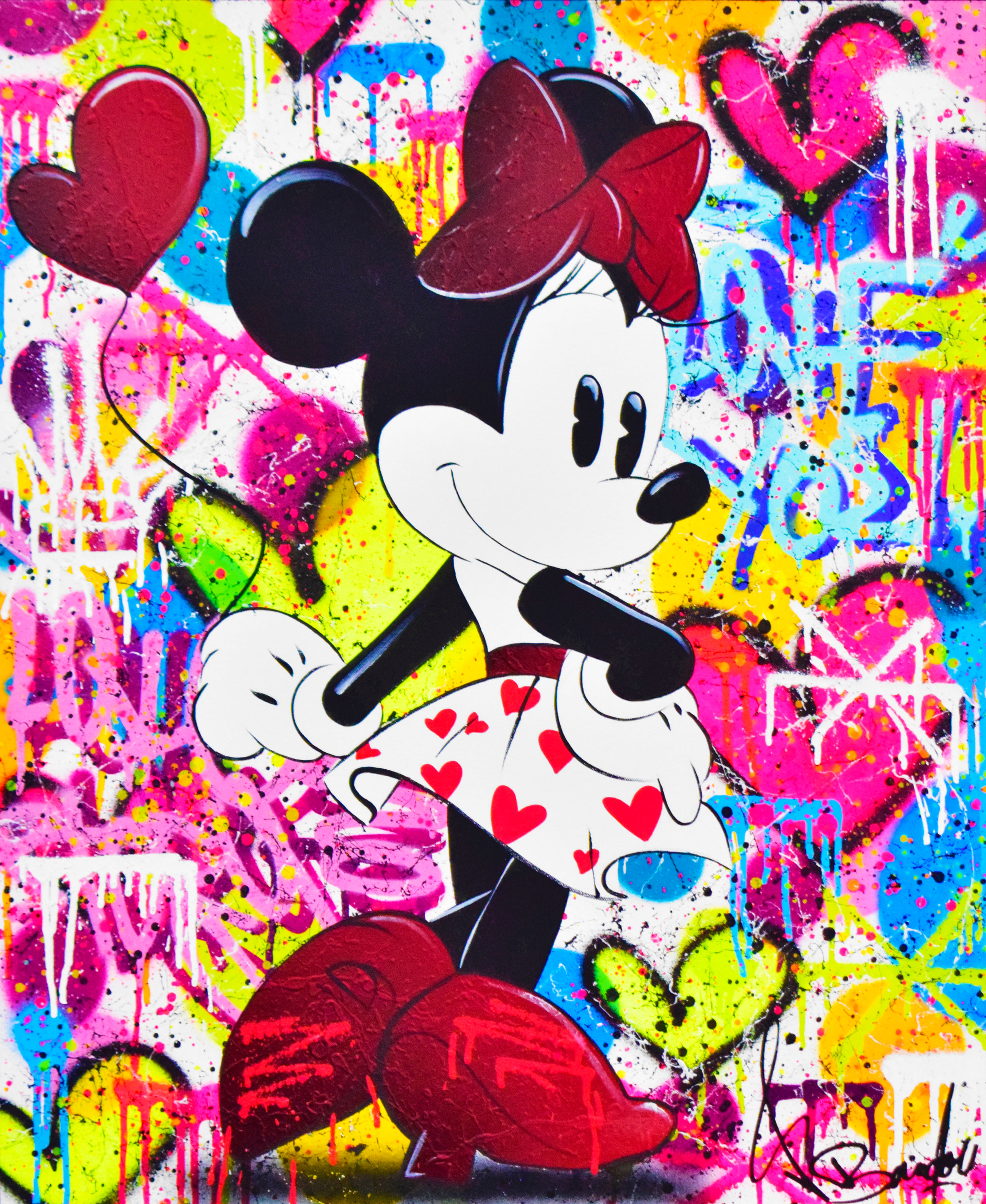 Tableau de Minnie Mouse en style pop art et street art signé Vincent Bardou parfait pour une décoration murale moderne