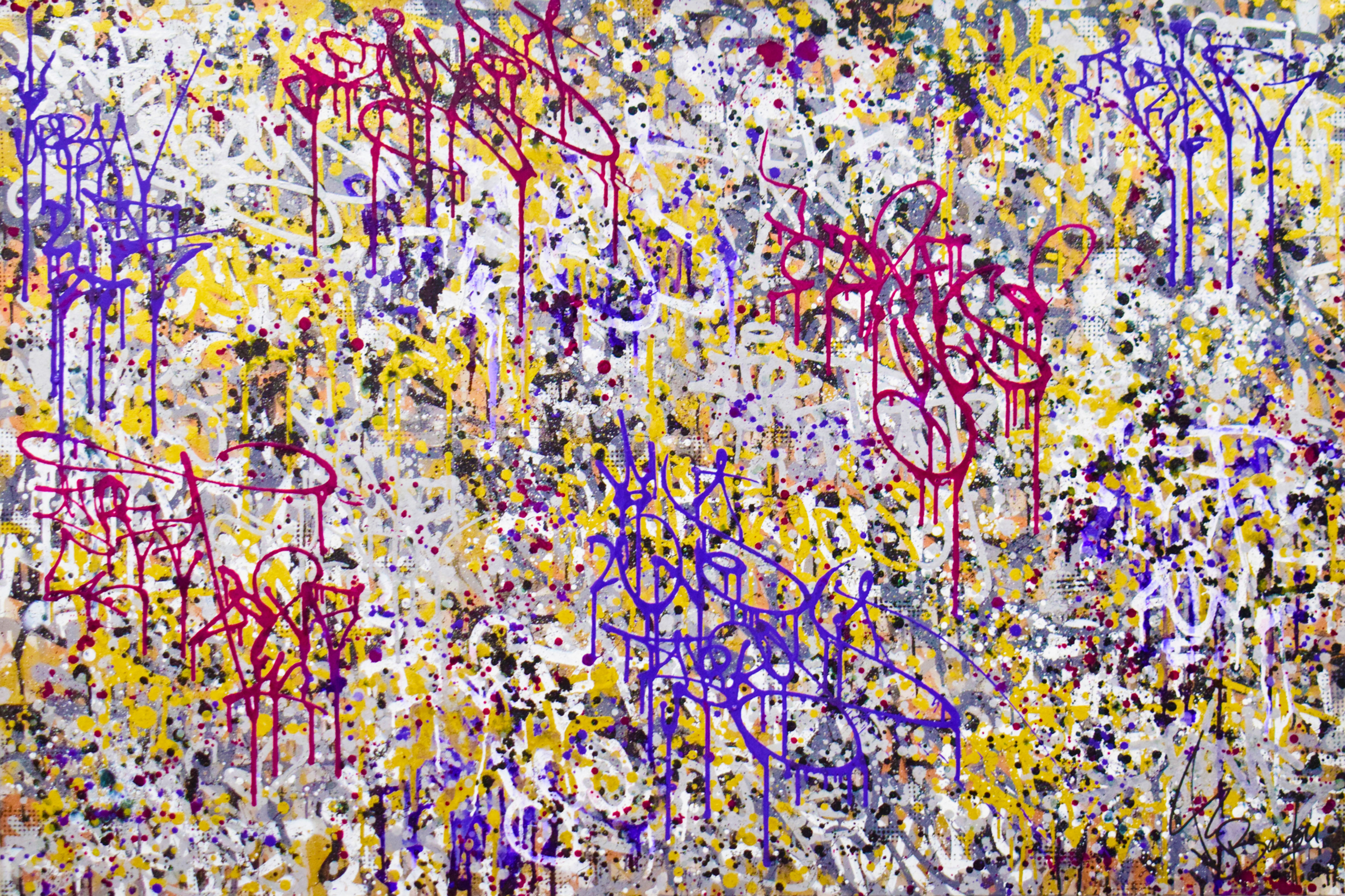 Tableau "Street King Doré" par Vincent Bardou : street art doré, graffiti abstrait et design urbain pour une déco murale