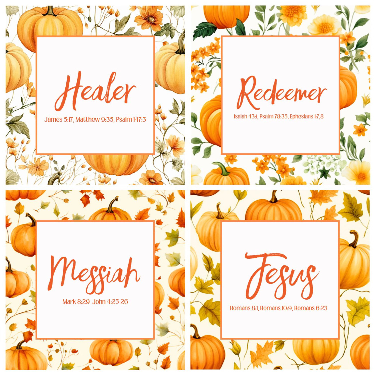 Orange Pumpkins - 20 Names of God - Set 1