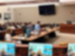 Sean Duclay explaining SailAhead's impact and purpose at the Suffolk County Legislature