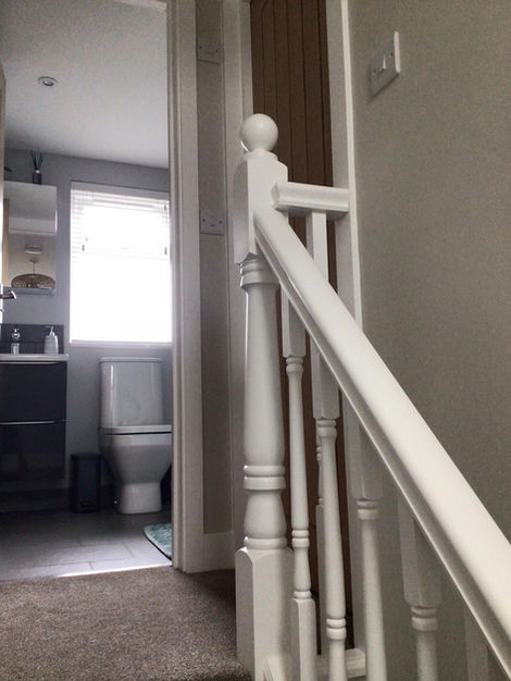 5 stairs leading up to loft conversion bathroom