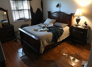 Bedroom Fire damage aftermath show wate