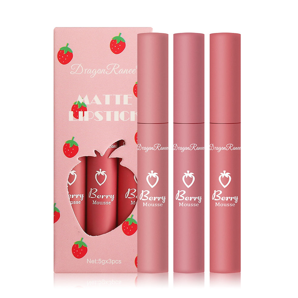 Thumbnail: 3 Pcs Strawberry Velvet Lip Glaze Set for Women
