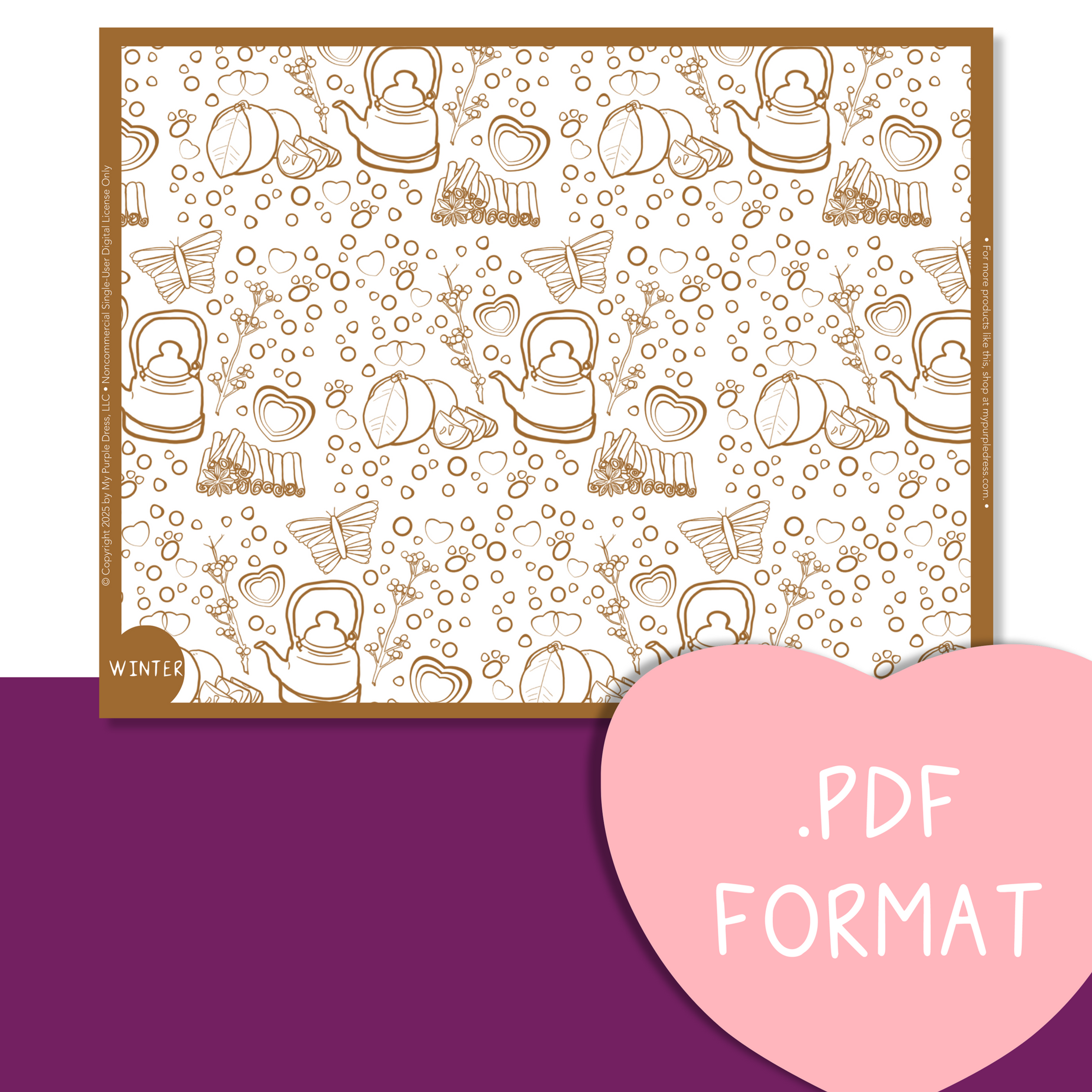 winter fireside cider kettle digital coloring book