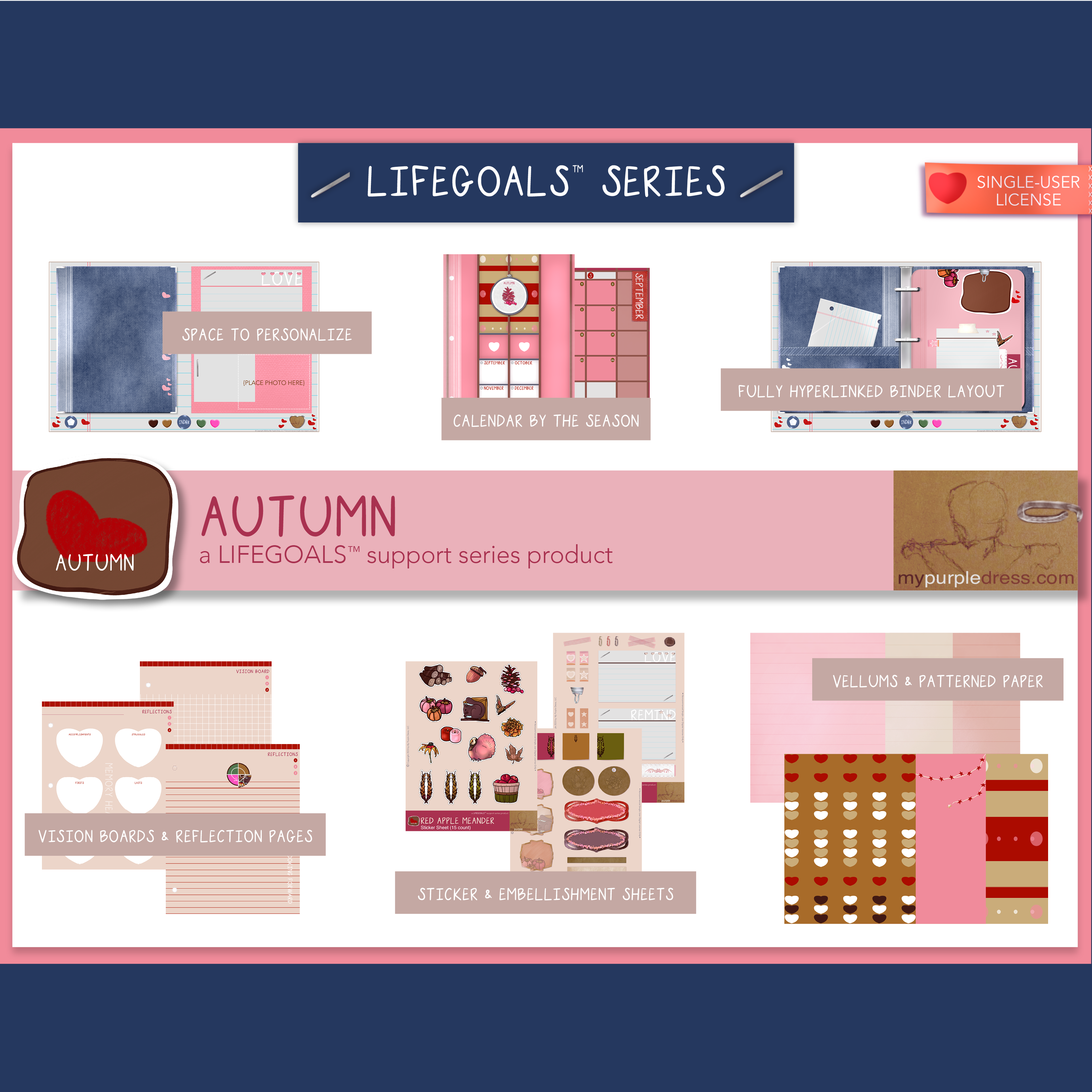 four seasons grief keepsake scrapbook journal planner calendar digital