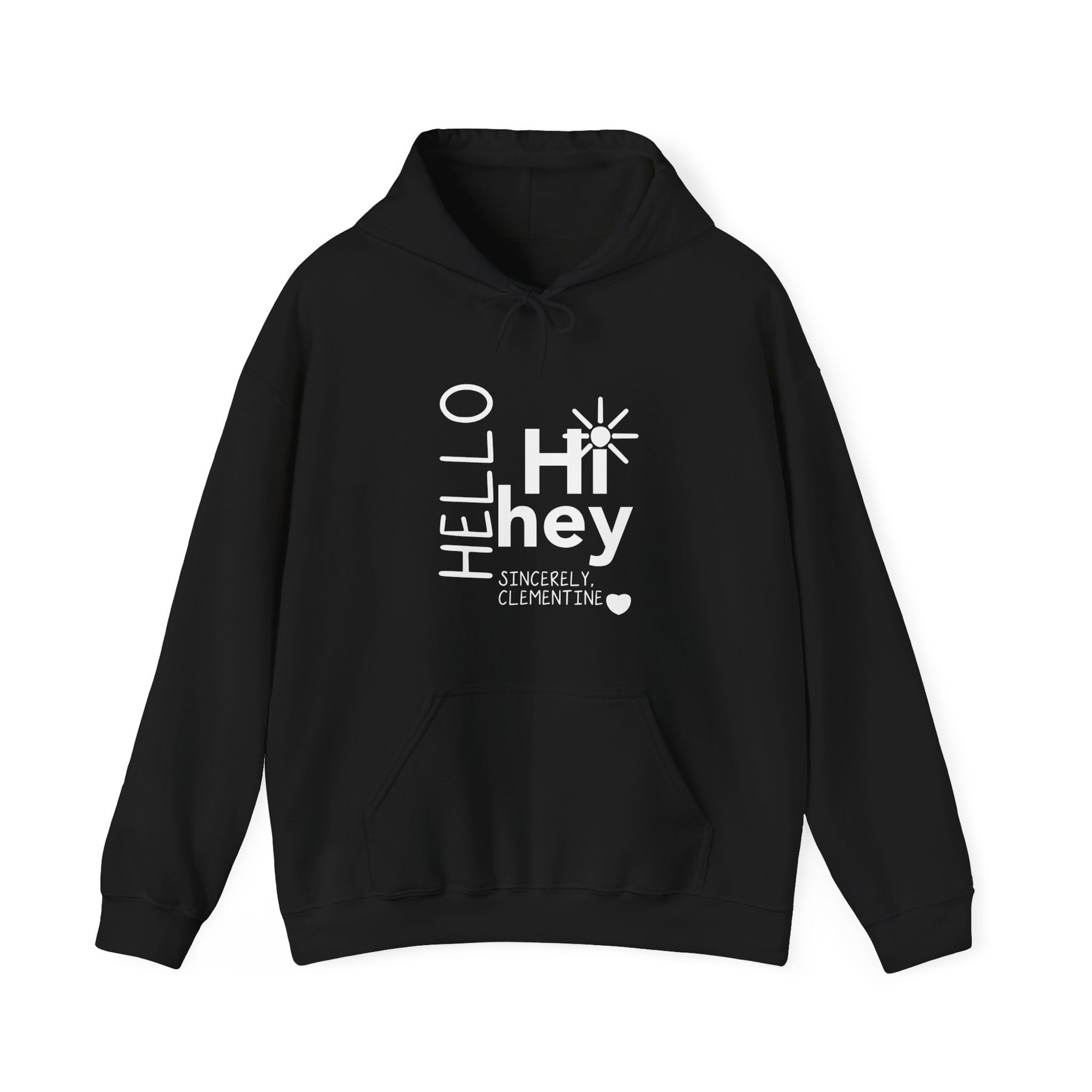hello college campus black hoodie sweatshirt teen women