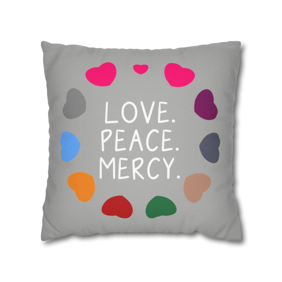 rainbow hearts college dorm bedroom square pillow sham teen women