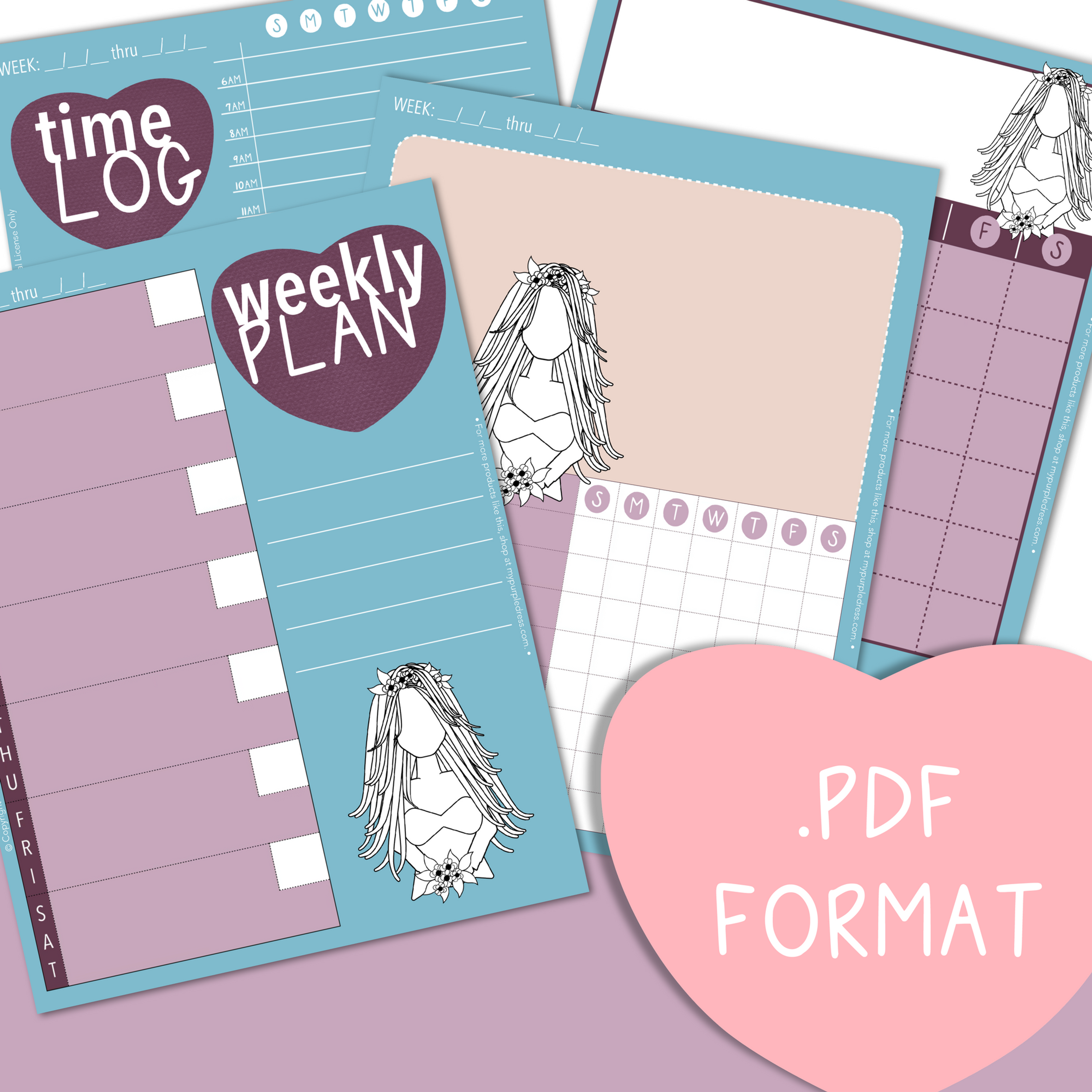 digital planner calendars trackers journal PDF flowers boho chic