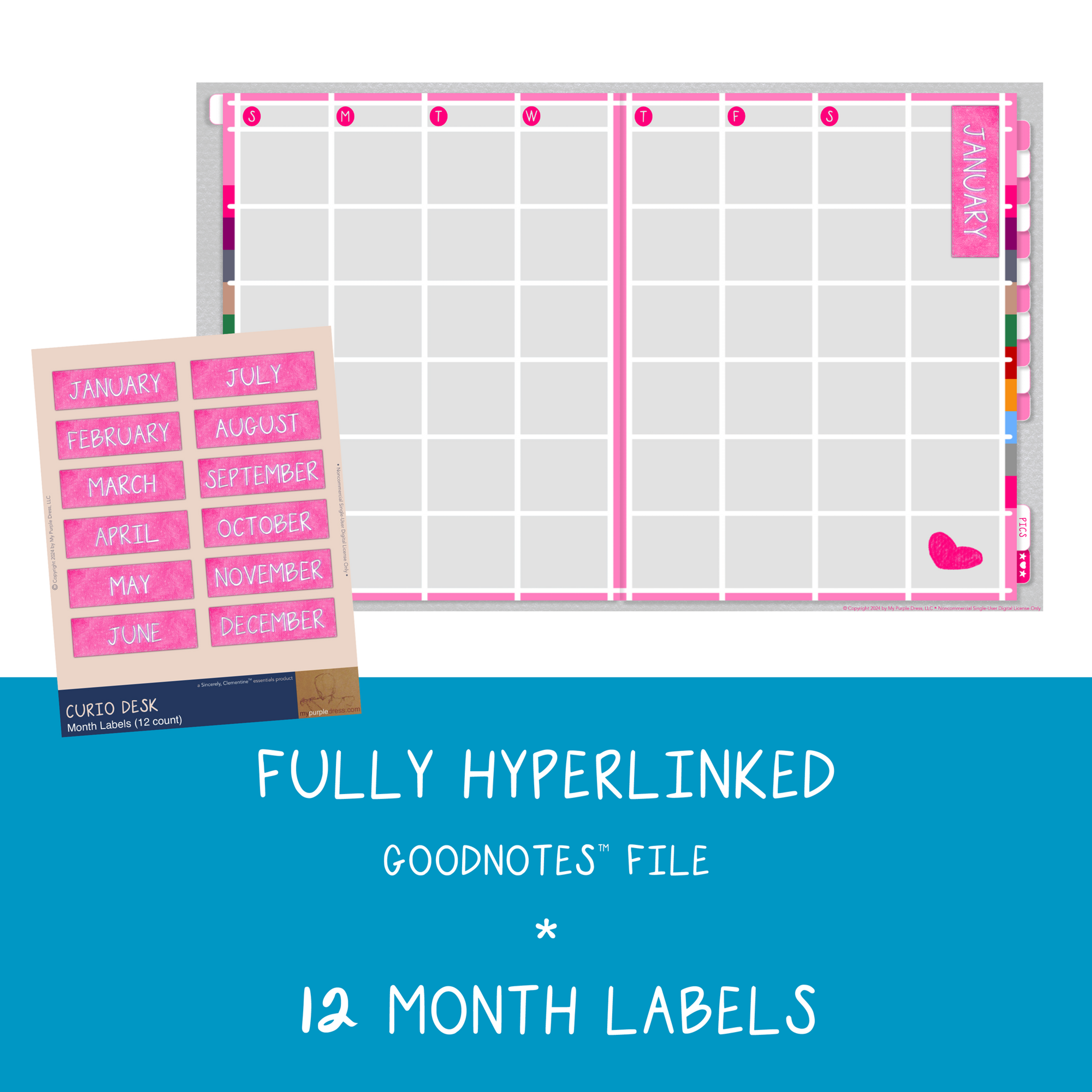 year digital calendar planner stickers embellishments keepsake scrapbook journal