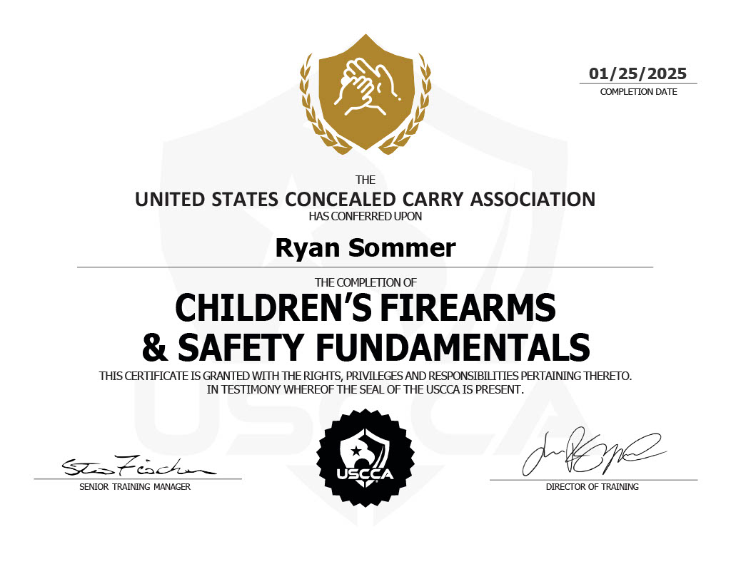 Children’s Firearms & Safety Fundamentals certificate