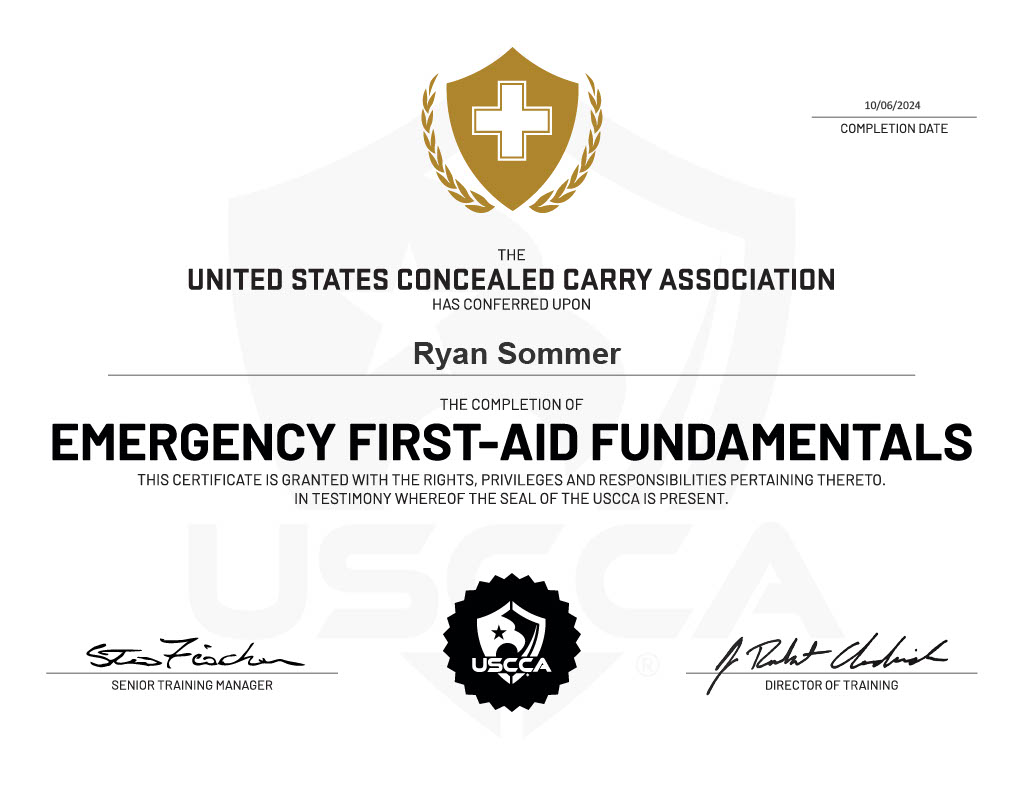 Emergency First Aid Fundamentals certificate