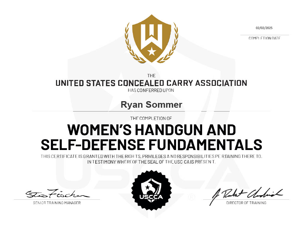 Women’s Handgun & Self-Defense Fundamentals certificate