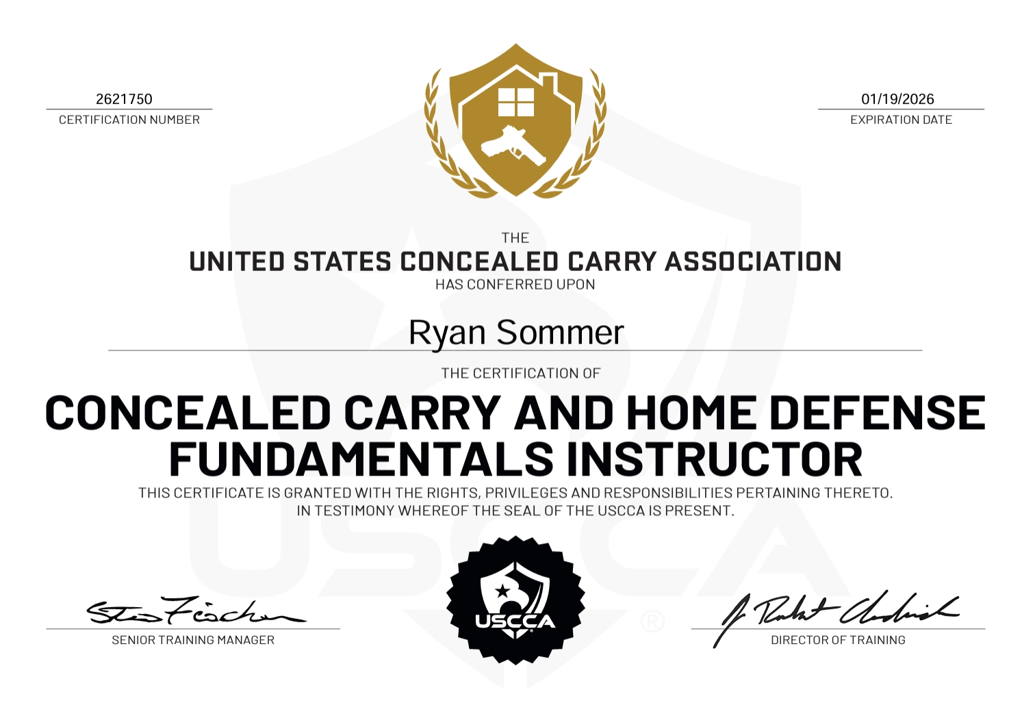 USCCA Instructor certificate