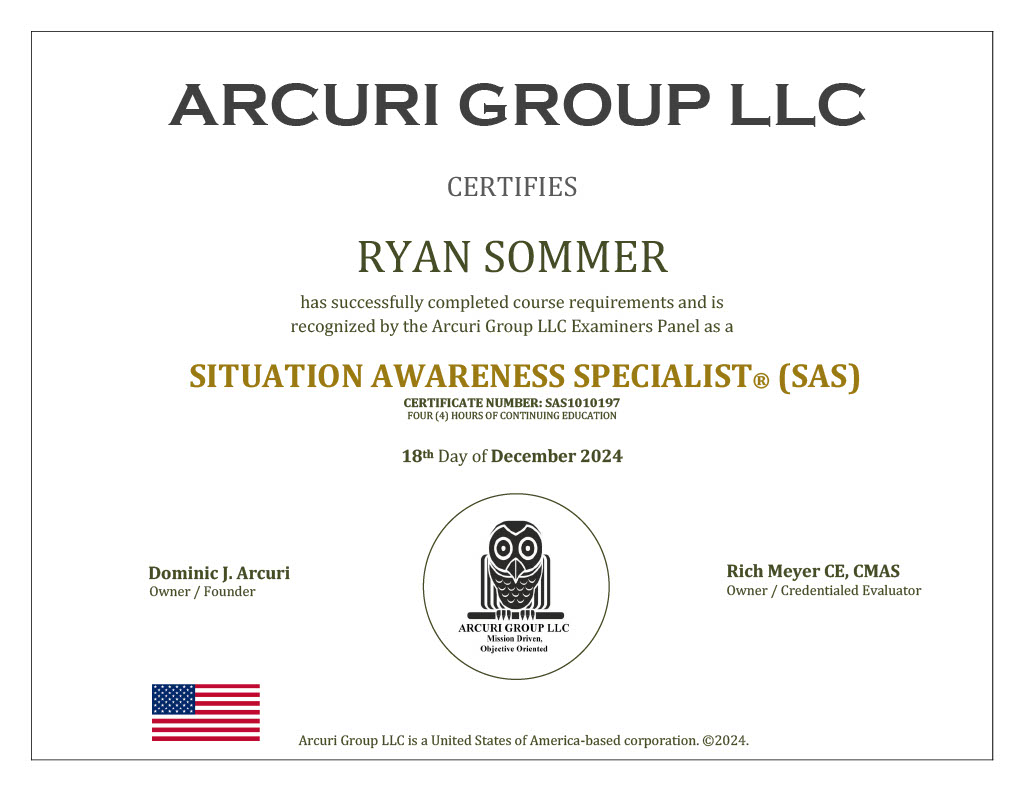 Arcuri Group training certificate