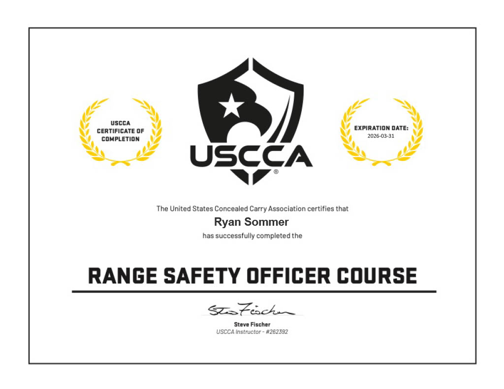 USCCA Range Safety Officer certificate