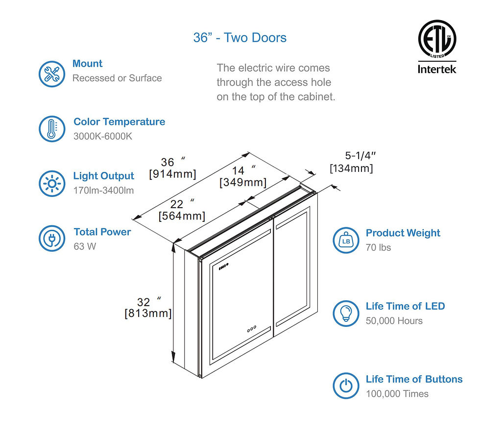 Thumbnail: Asta 36" LED Medicine Cabinet