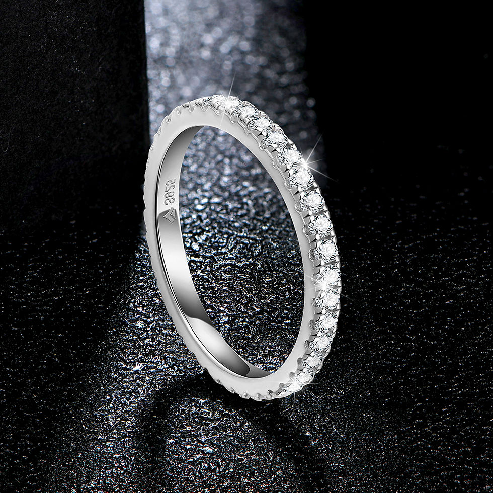 ภาพขนาดย่อ: ATTAGEMS Solid 925 Sterling Silver Rings for Women Moissanite Full Eternity Wedd